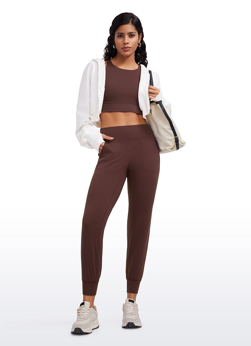 CRZ YOGA Women's Butterluxe High Rise Joggers Pants with Pockets 27'' Taupe