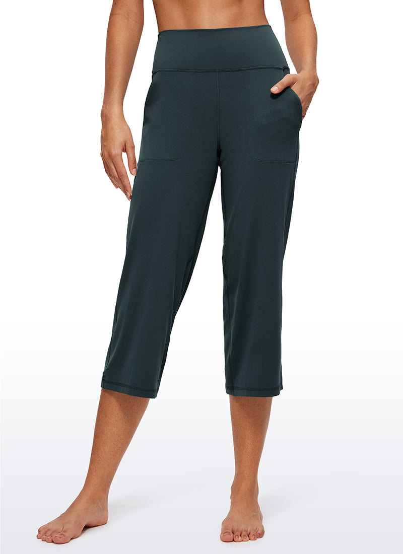CRZ YOGA Women's Butterluxe High Rise Wide Leg Pants with Pockets 23'' Forest Dark Green