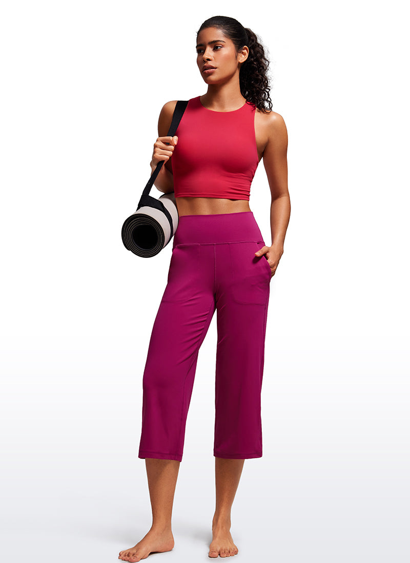 CRZ YOGA Women's Butterluxe High Rise Wide Leg Pants with Pockets 23'' Magenta Purple