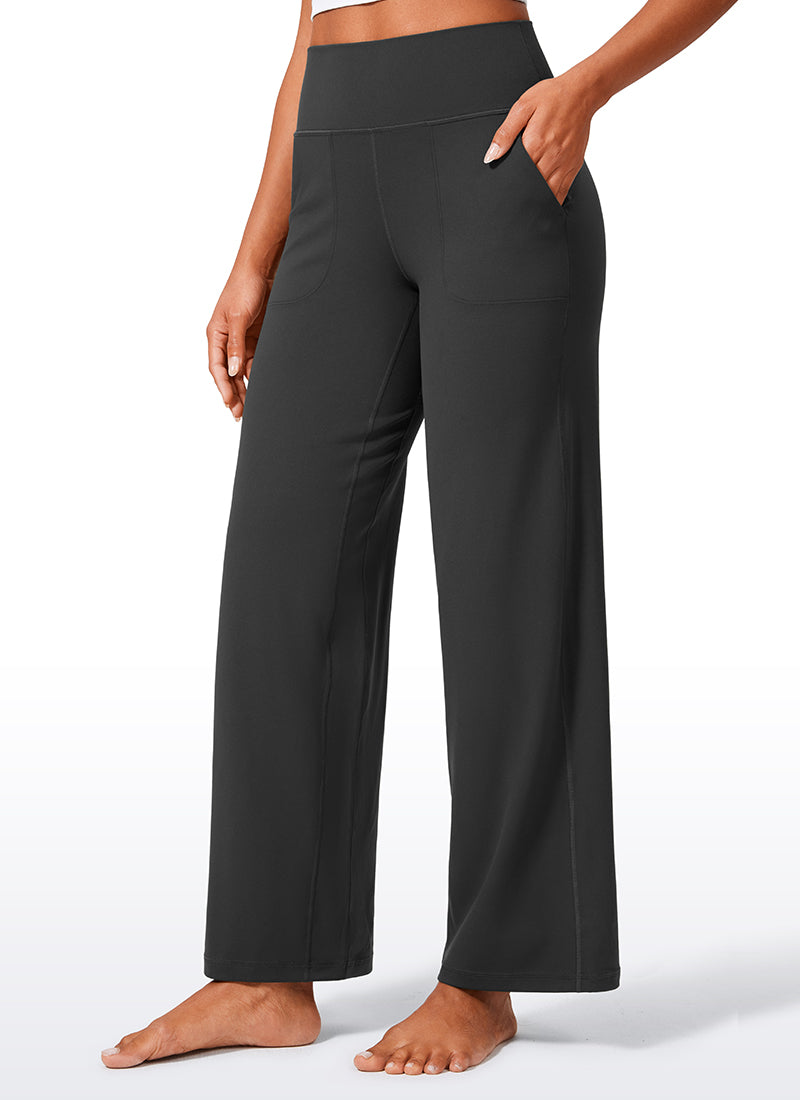 CRZ YOGA Women's Butterlift High Waisted Wide Leg Pants with Pockets Mysterious Grey