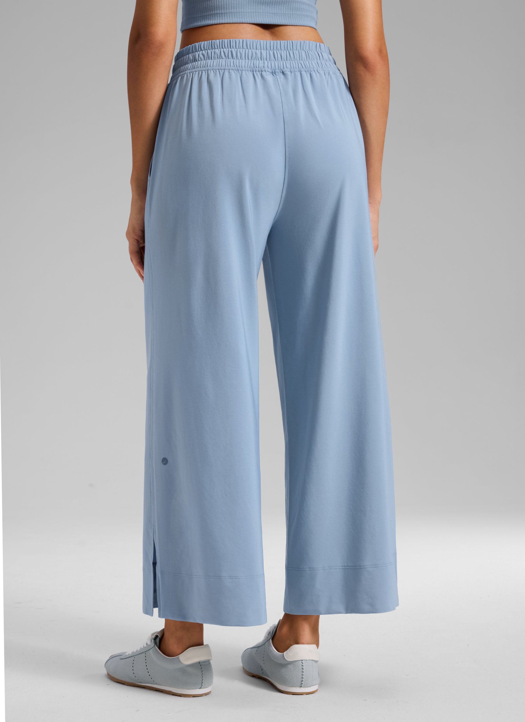 CRZ YOGA Women's  Causal High Waisted Wide Leg Pockets Pants 25'' The Breeze Blue @model_info:A