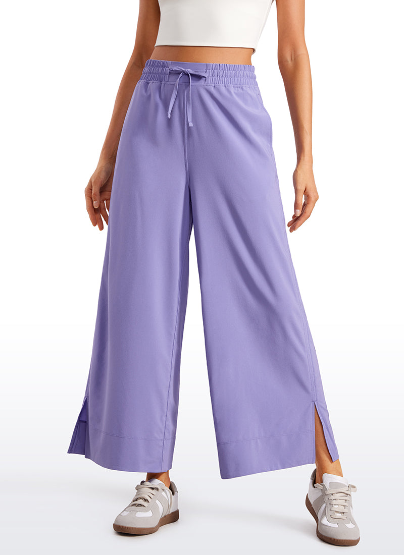 CRZ YOGA Women's  Causal High Waisted Wide Leg Pockets Pants 25'' Dark Lavender Purple @model_info:V