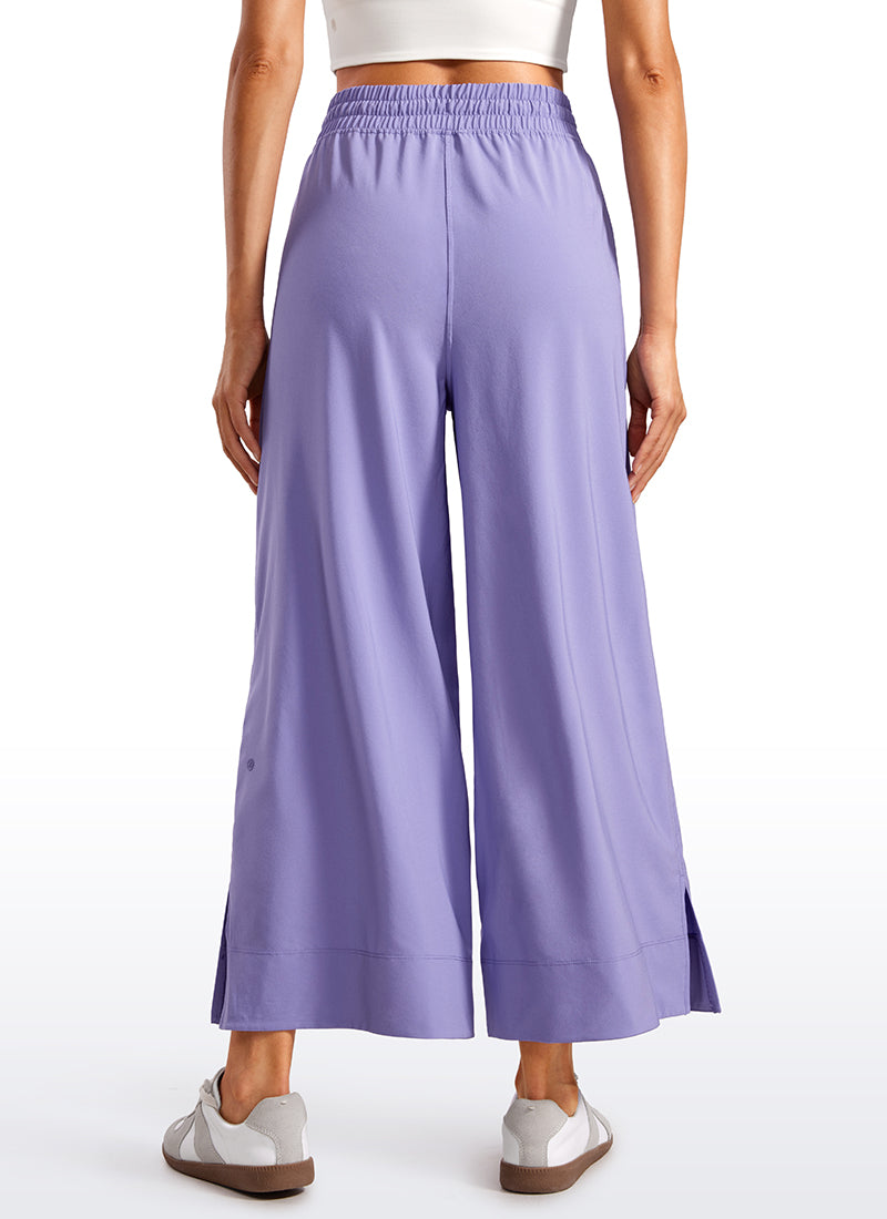CRZ YOGA Women's  Causal High Waisted Wide Leg Pockets Pants 25'' Dark Lavender Purple @model_info:V