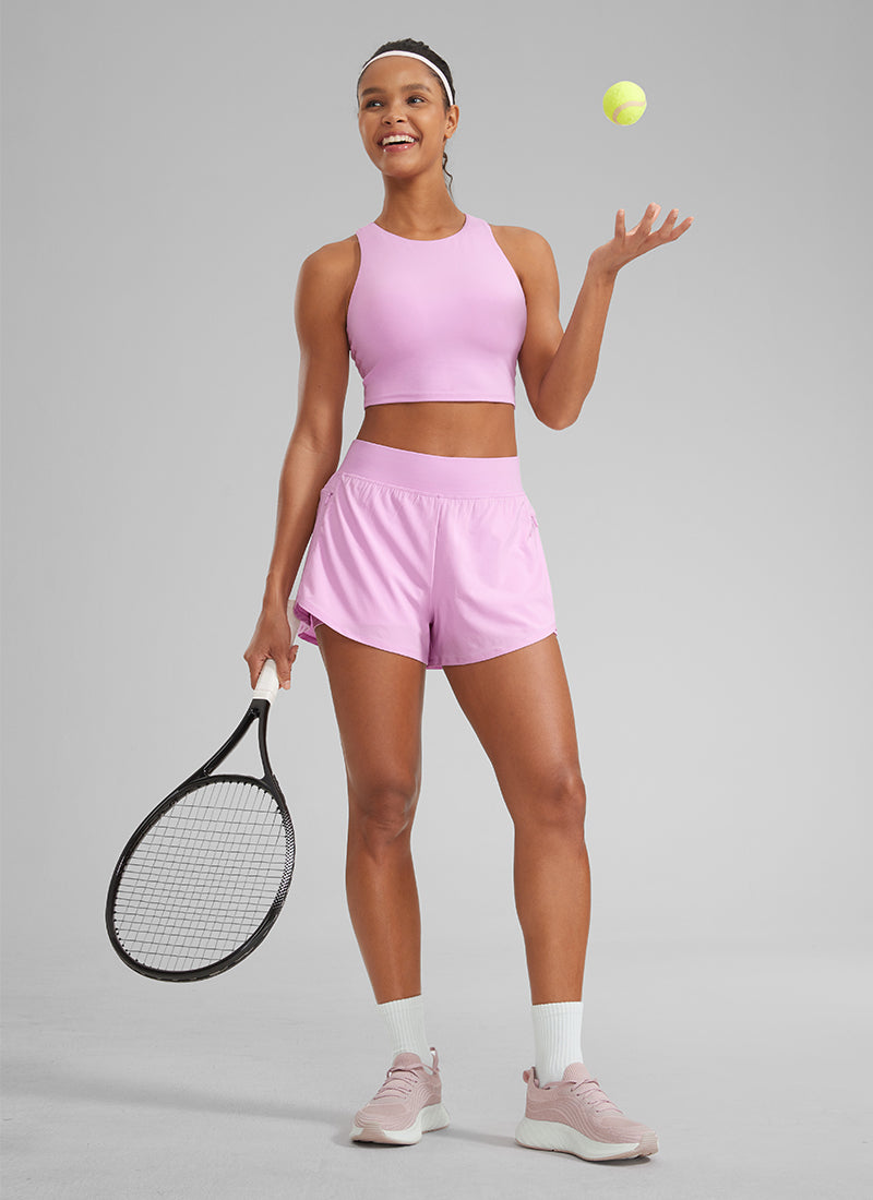 CRZ YOGA Women's Running High Waisted 2 in 1 Shorts with Pockets 3