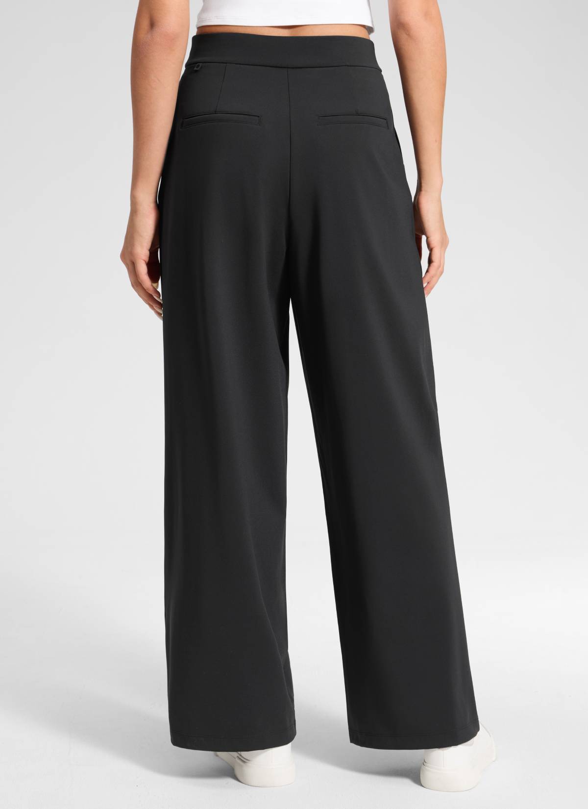CRZ YOGA Women's Business High Rise Drawstring Pocket Wide Leg Pant Black