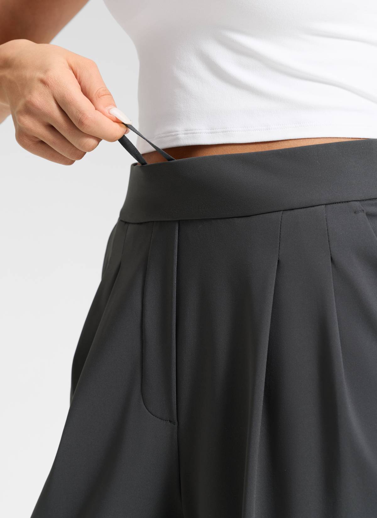CRZ YOGA Women's Business High Rise Drawstring Pocket Wide Leg Pant Ink Gray