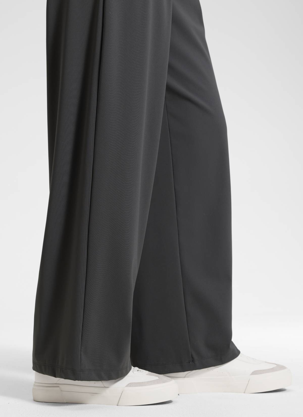 CRZ YOGA Women's Business High Rise Drawstring Pocket Wide Leg Pant Ink Gray