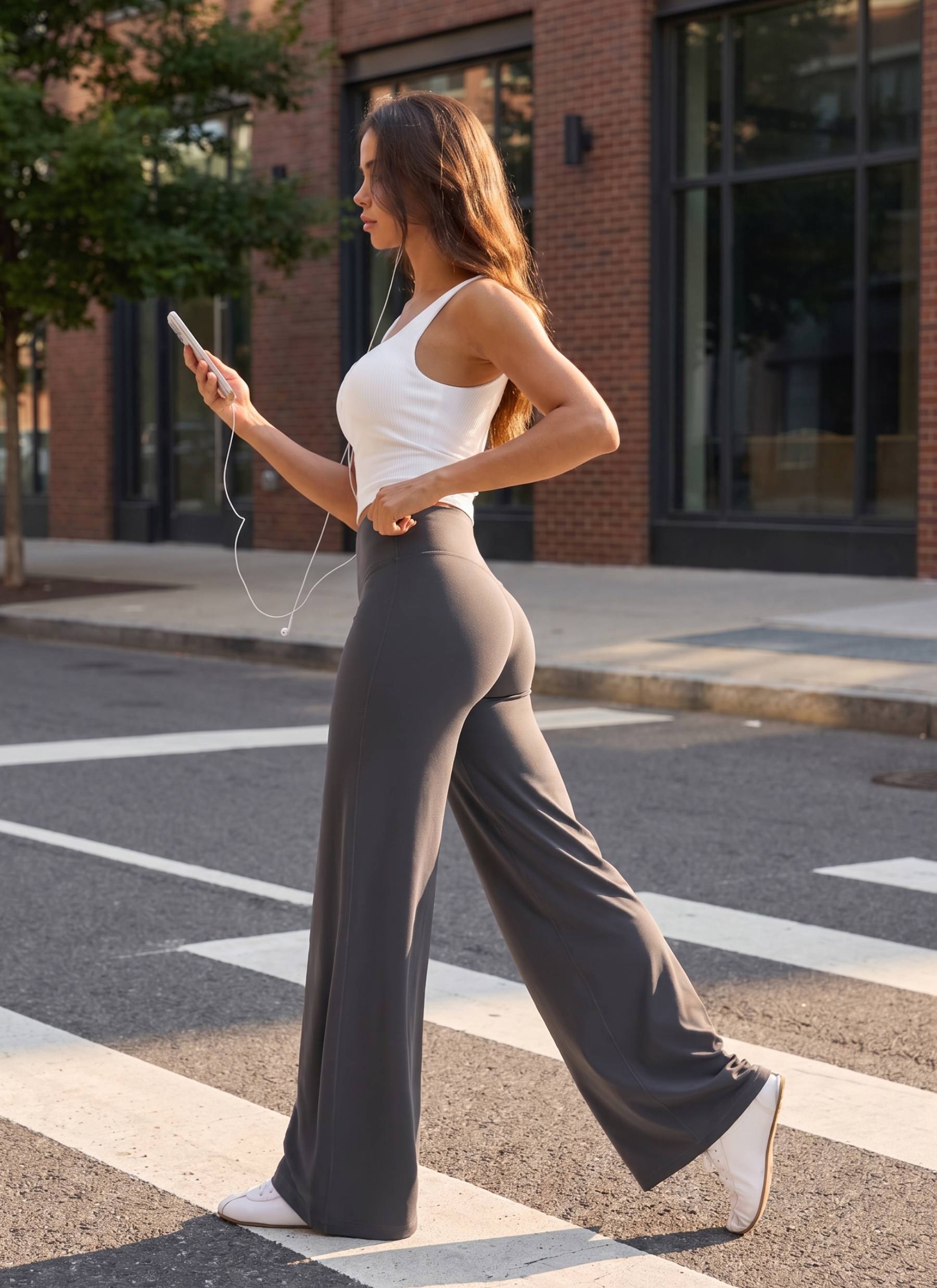 CRZ YOGA Women's Softretch Workout No Front Seam Wide Leg Pant 30