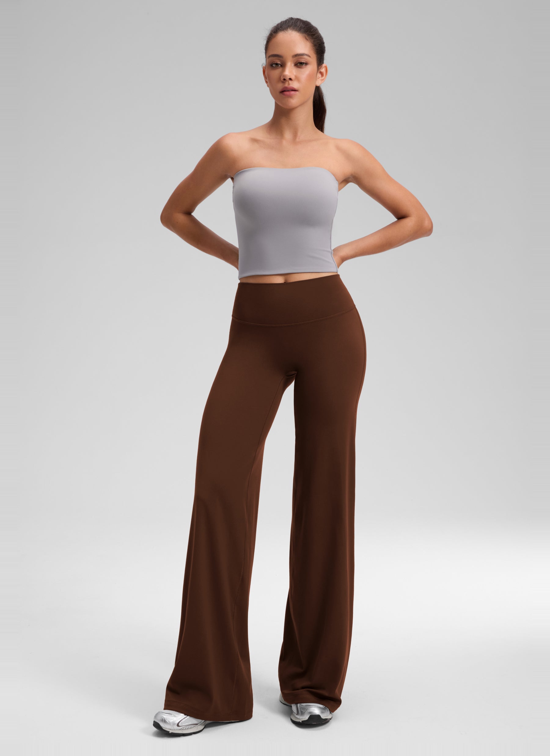 CRZ YOGA Women's Softretch Workout No Front Seam Wide Leg Pant 28