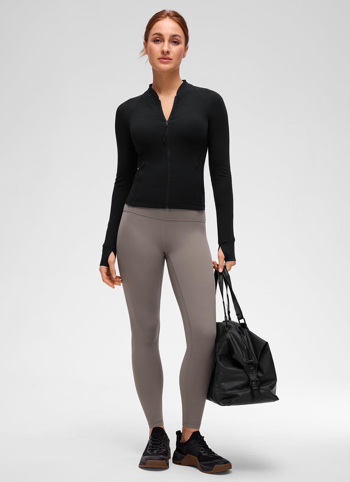 CRZ YOGA Women's Butterluxe Casual V Neck Waist Length Pocket Jacket Black