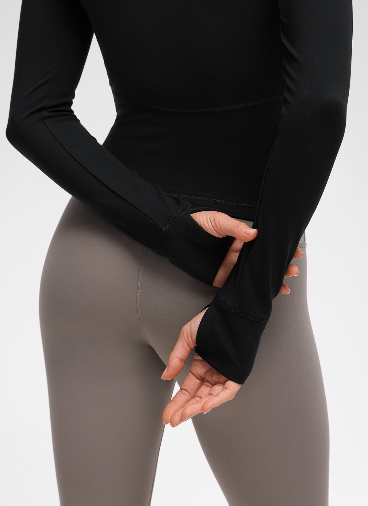 CRZ YOGA Women's Butterluxe Casual V Neck Waist Length Pocket Jacket Black