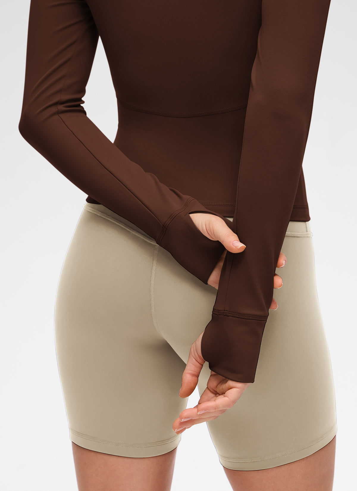 CRZ YOGA Women's Butterluxe Casual V Neck Waist Length Pocket Jacket Lava Brown