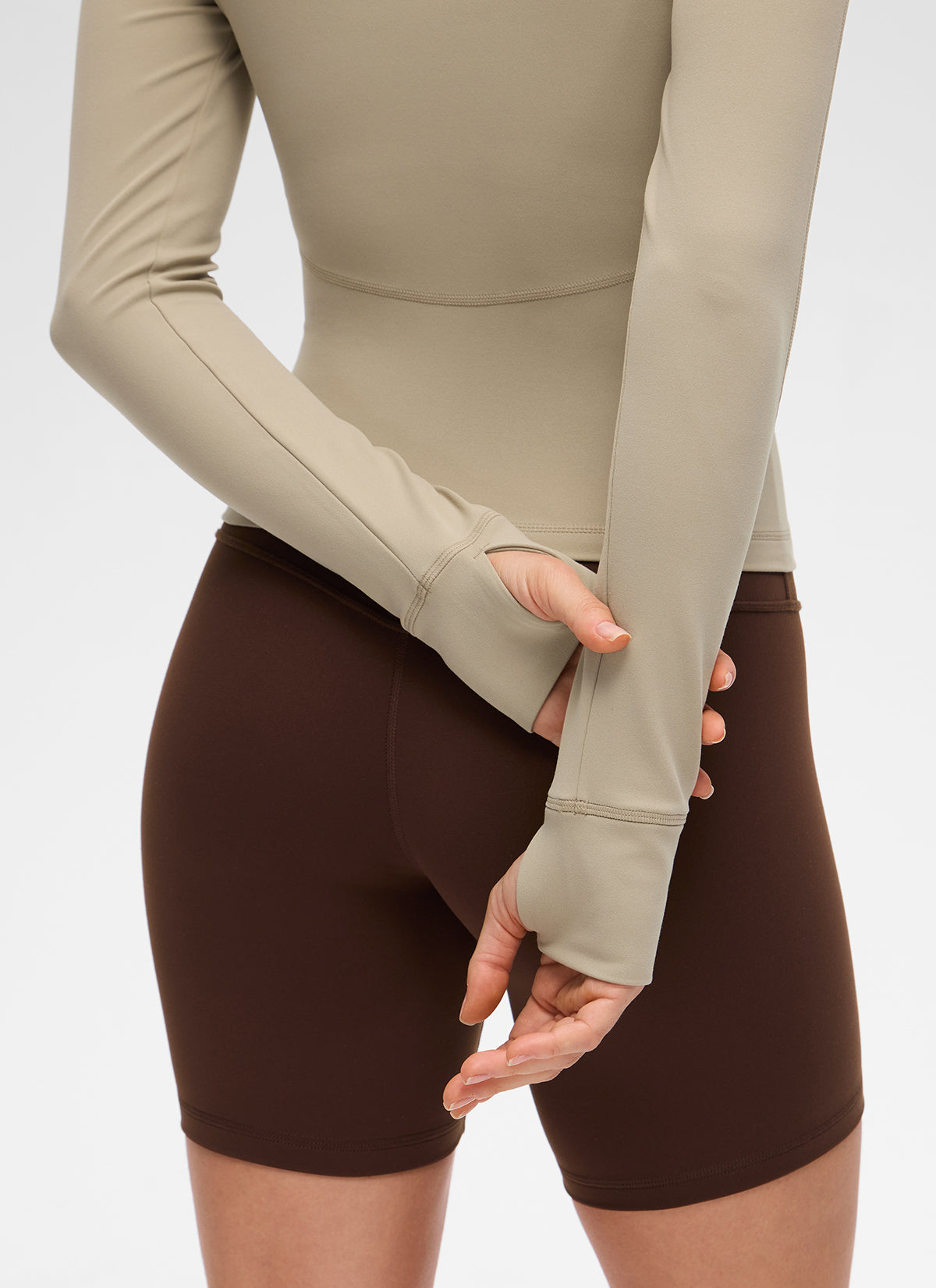 CRZ YOGA Women's Butterluxe Casual V Neck Waist Length Pocket Jacket Oak