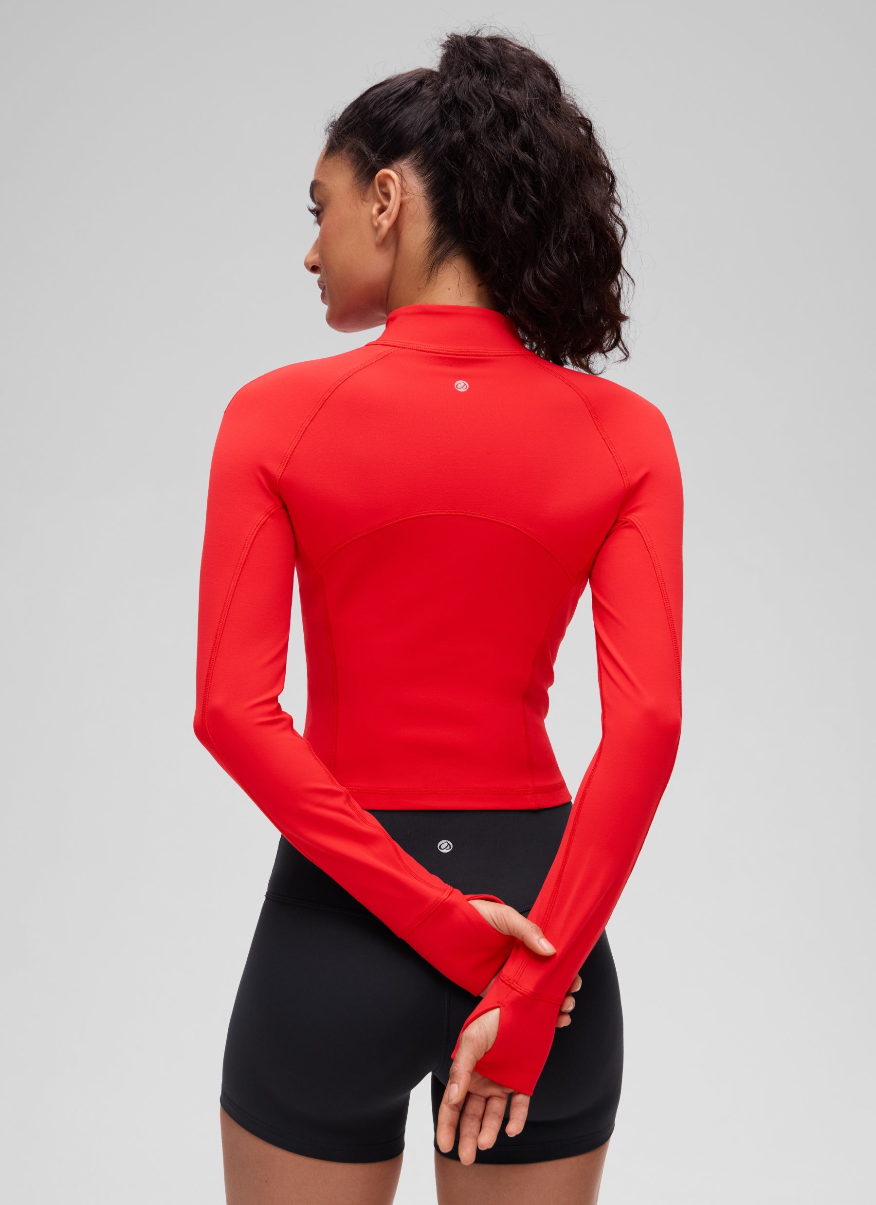 CRZ YOGA Women's Yoga Slim Fit Tops Butterluxe Half-Zip Long Sleeve Deep Red