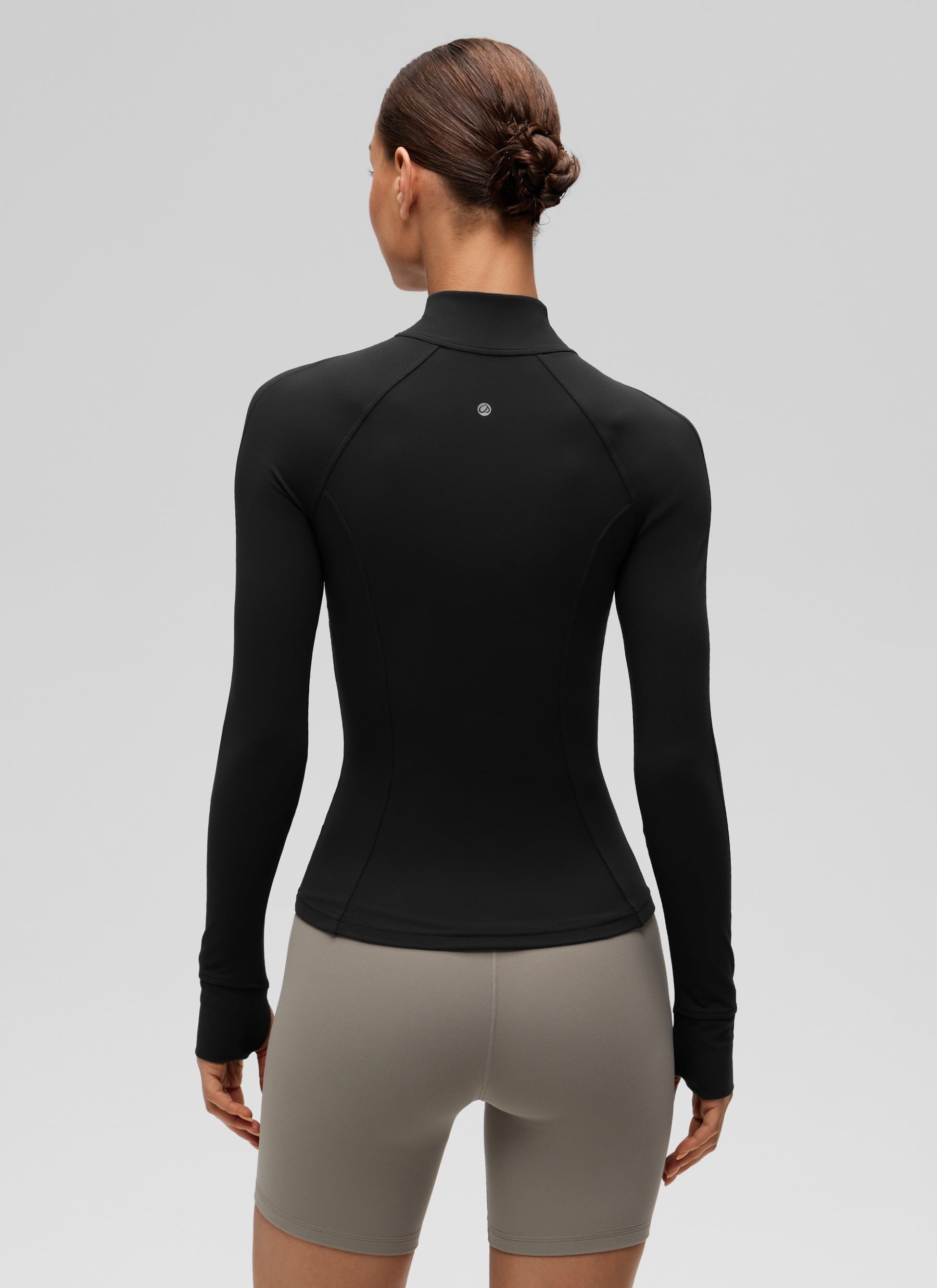 CRZ YOGA Women's Yoga Slim Fit Tops Butterluxe Full Zip Long Sleeves Black