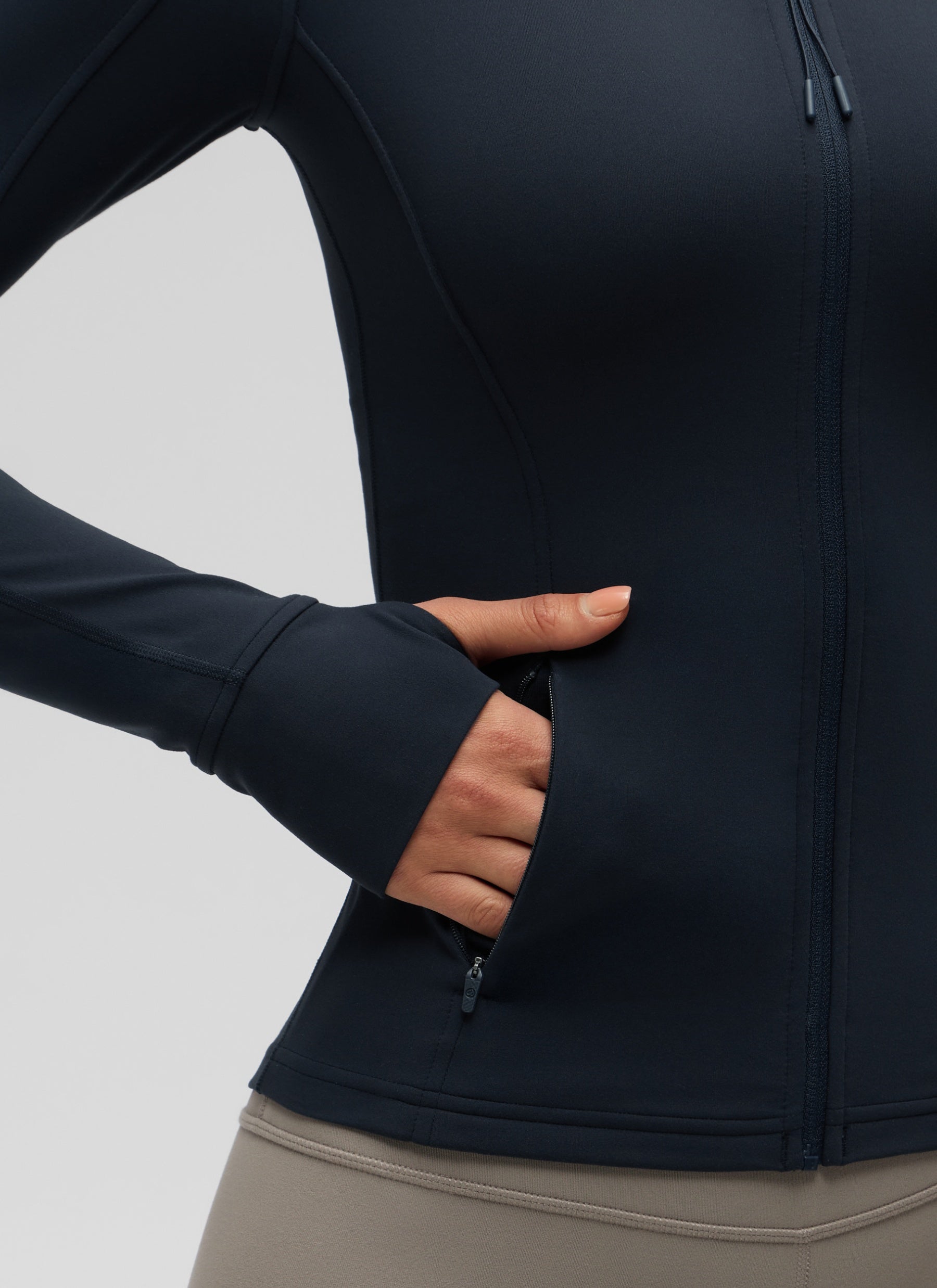 CRZ YOGA Women's Yoga Slim Fit Tops Butterluxe Full Zip Long Sleeves True Navy