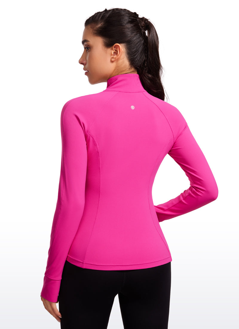 CRZ YOGA Women's Yoga Slim Fit Tops Butterluxe Full Zip Long Sleeves Hibiscus Purple