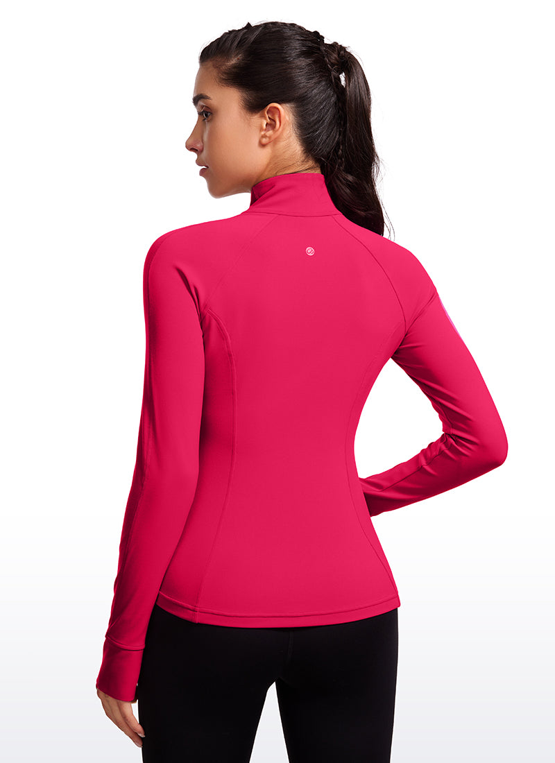 CRZ YOGA Women's Yoga Slim Fit Tops Butterluxe Full Zip Long Sleeves Viva Magenta