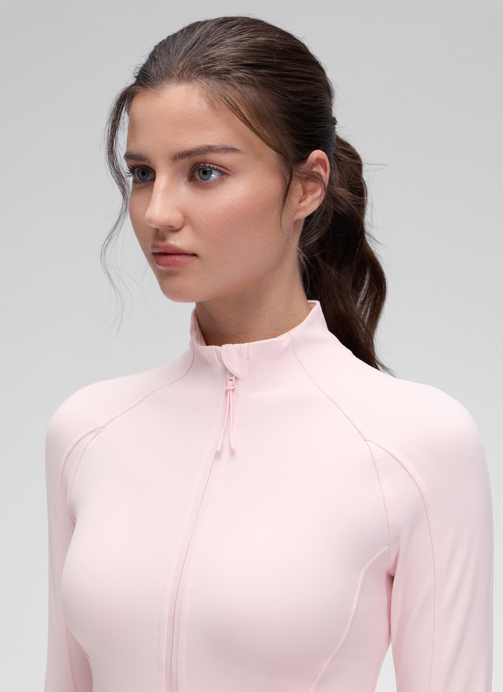 CRZ YOGA Women's Yoga Slim Fit Tops Butterluxe Full Zip Long Sleeves Strawberry Pink @model_info:kerr