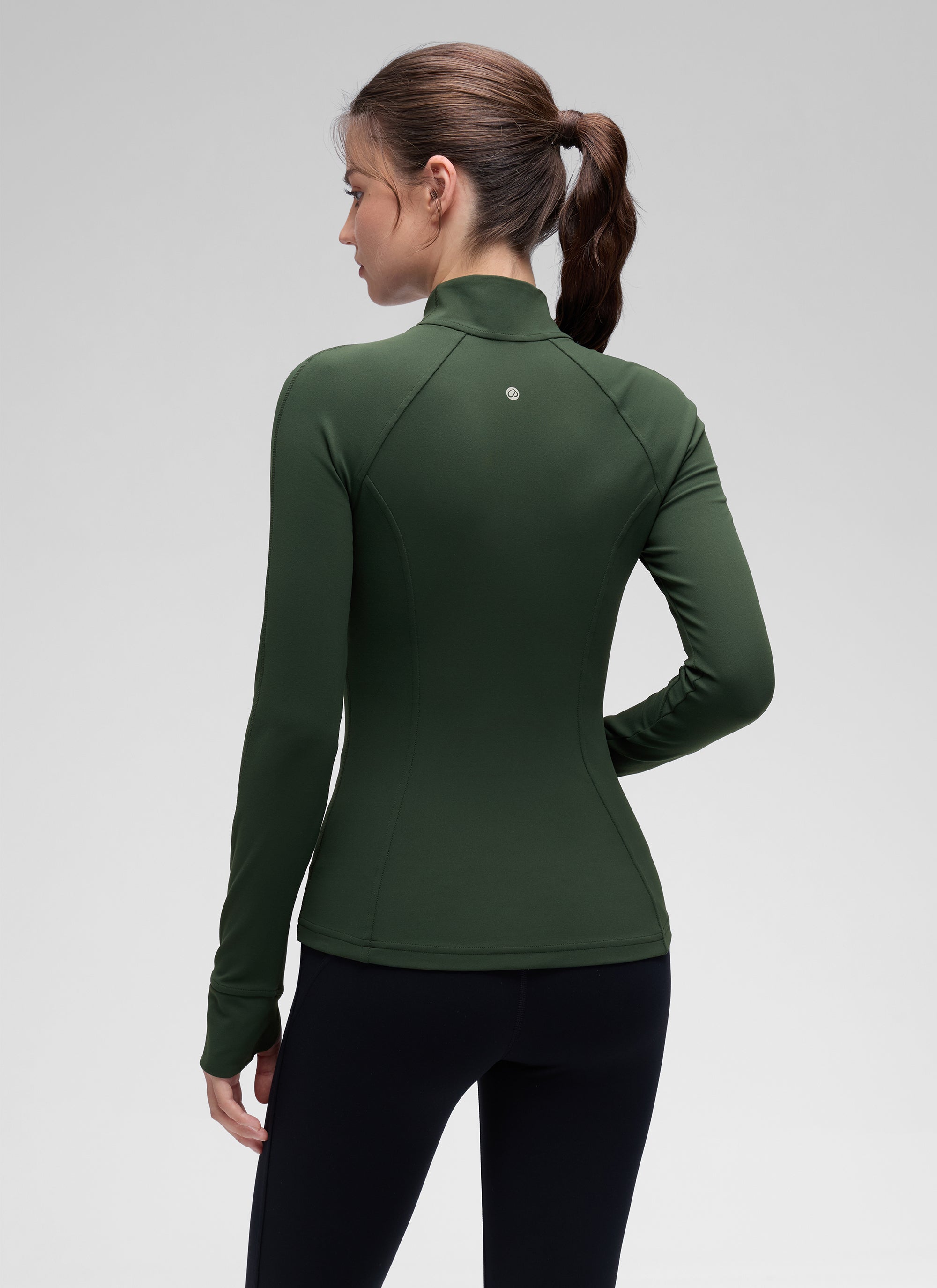 CRZ YOGA Women's Yoga Slim Fit Tops Butterluxe Full Zip Long Sleeves Legend Green