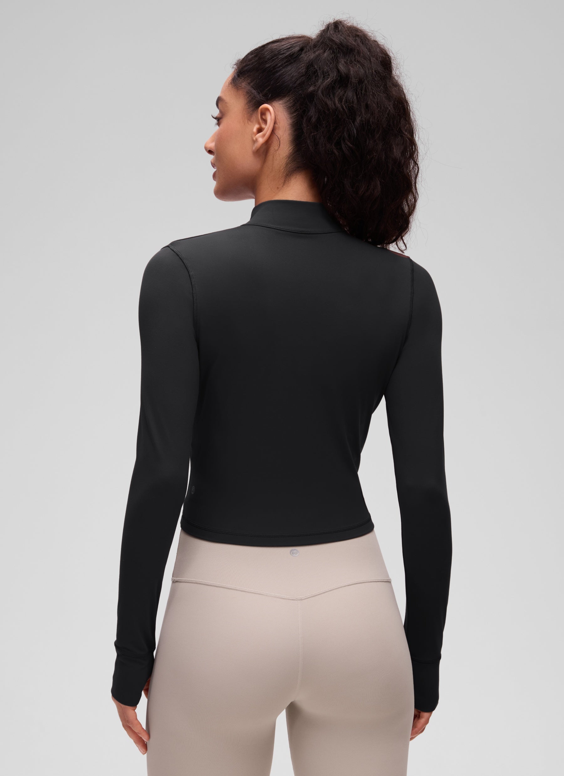 CRZ YOGA Women's Butterluxe Cropped Outerwear Full Zip Jackets Black