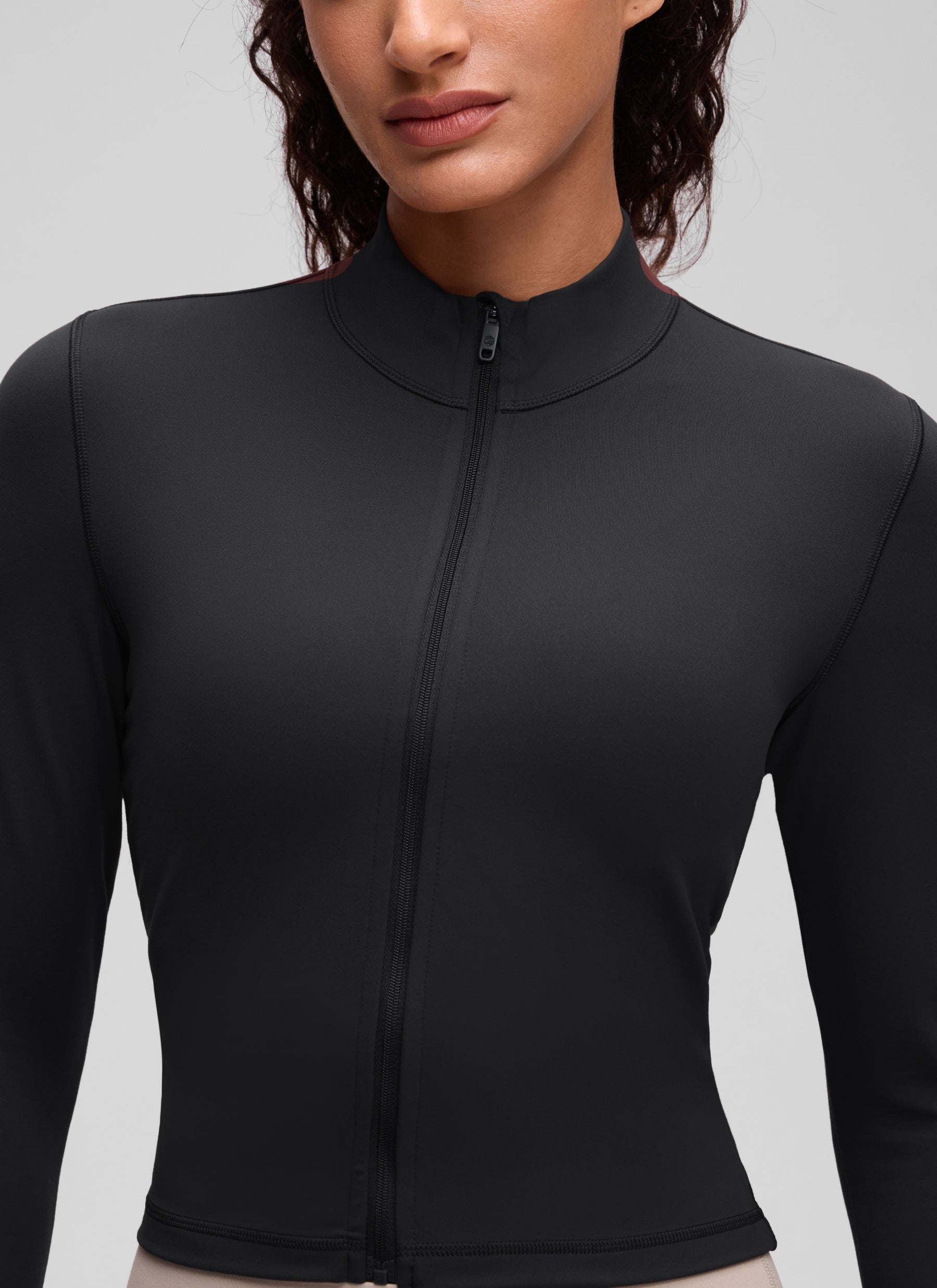 CRZ YOGA Women's Butterluxe Cropped Outerwear Full Zip Jackets Black