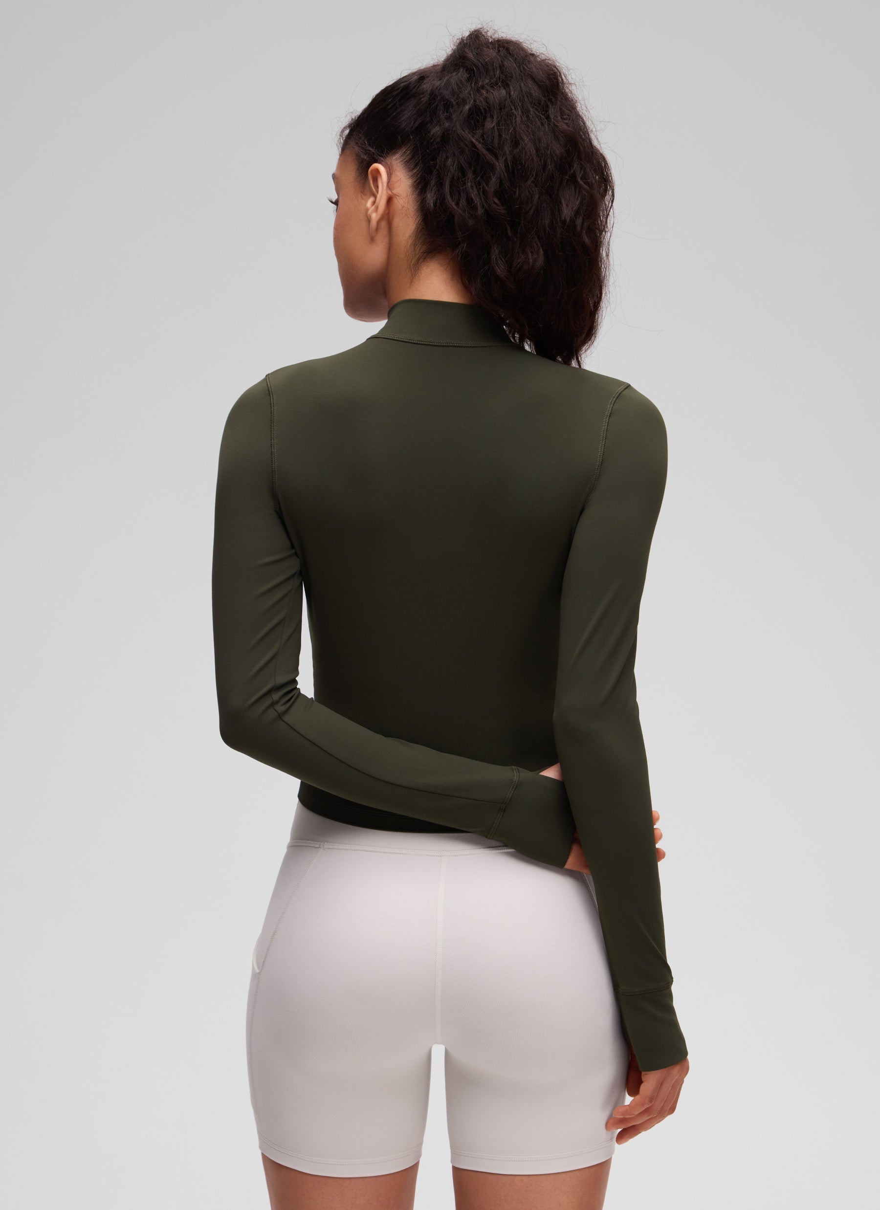 CRZ YOGA Women's Butterluxe Cropped Outerwear Full Zip Jackets Olive Green