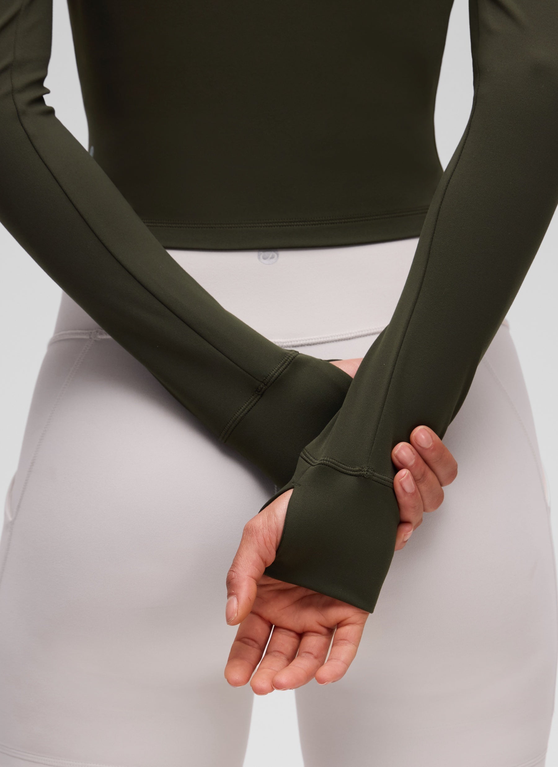 CRZ YOGA Women's Butterluxe Cropped Outerwear Full Zip Jackets Olive Green