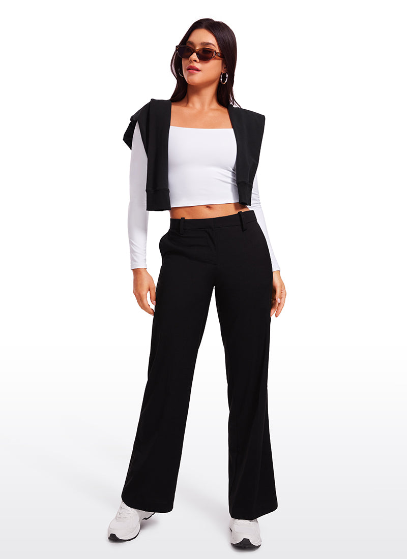 CRZ YOGA Women's Tight Fit Butterluxe Yoga Crop Long Sleeves Square Neck Deep Purple