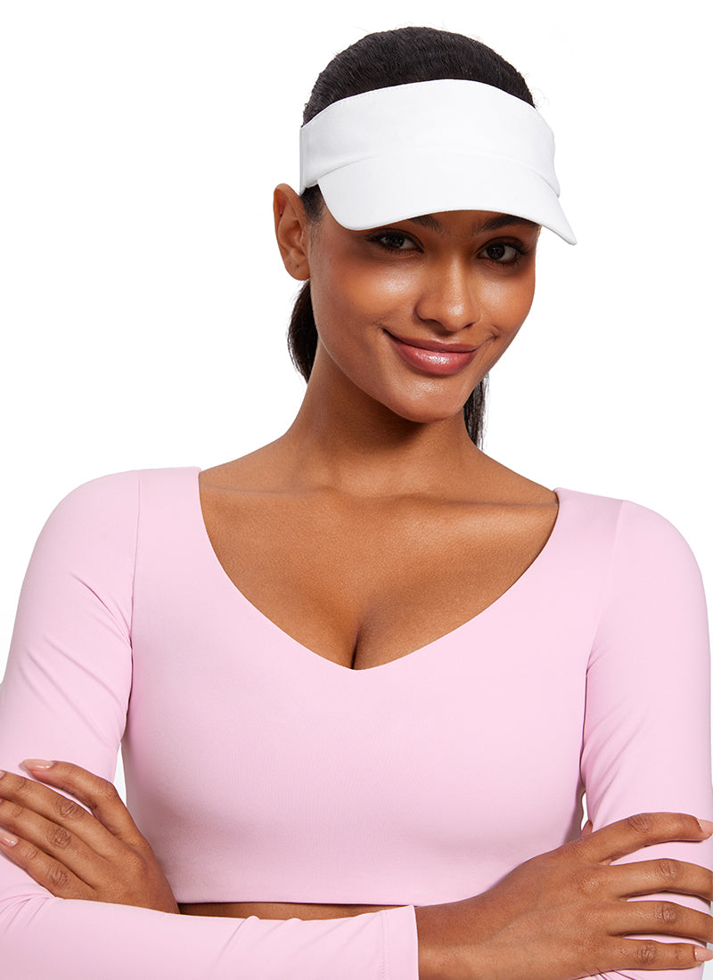 CRZ YOGA Women's Butterluxe Double Lined Long Sleeve V Neck Cropped Pink Peony